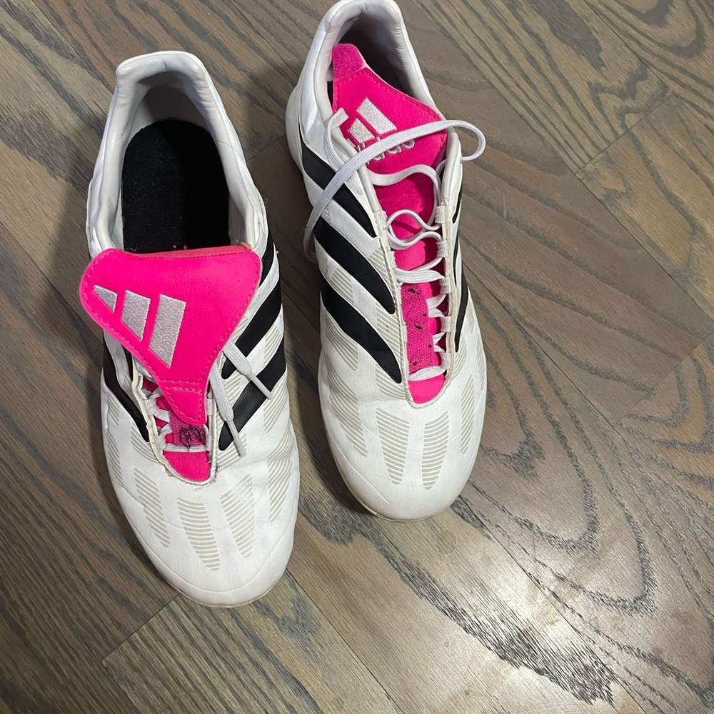 Adidas White and Pink Soccer Cleats